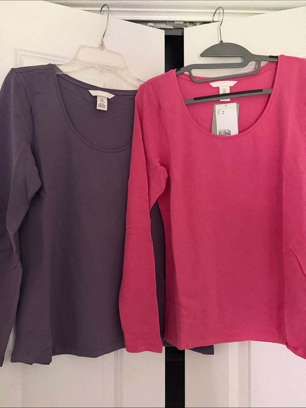 NWT H&M X2 Pink & Mauve Scoop Neck Long Sleeve Tees.